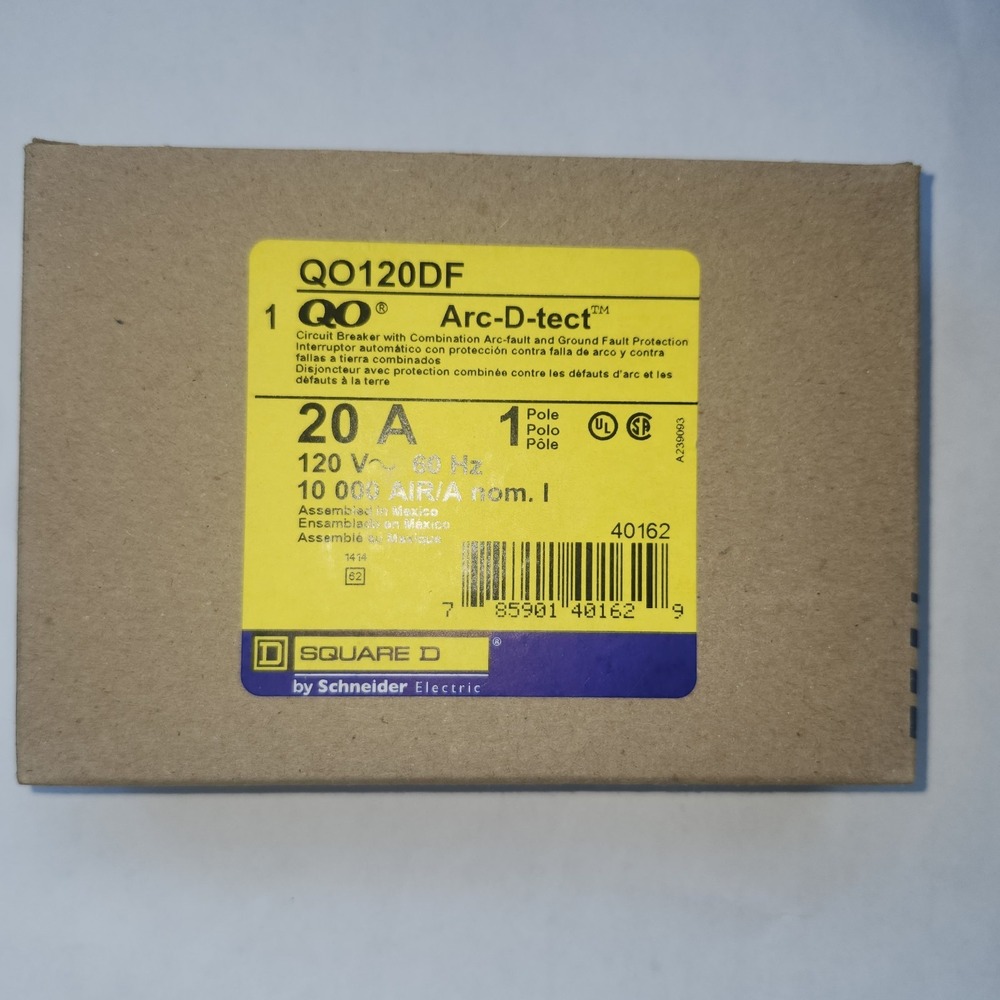 Square D QO120DF Combination Circuit Breaker AFCI/GFCI 20A 1P 120VAC